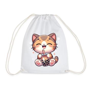 Katzen trinken Bubble Tea kawaii Boba Katze - Turnbeutel - Weiß - Vorne