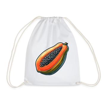 Colorful Sepia Papaya Illustration - Drawstring Bag - white - Front