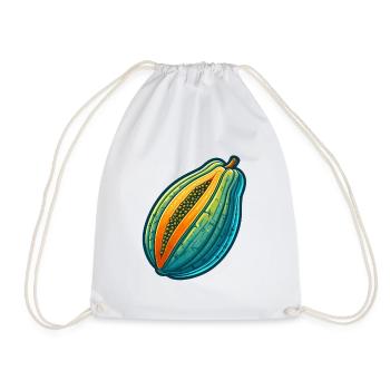 Tripartite Colorful Papaya Illustration - Drawstring Bag - white - Front