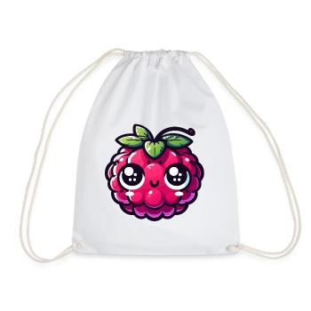 Raspberry kawaii eyes amazed - Drawstring Bag - white - Front