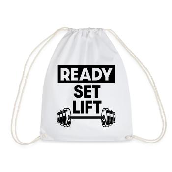 Ready Set Lift - Drawstring Bag - white - Front