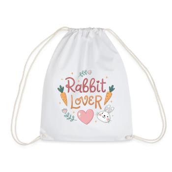 Rabbit in Love with Carrots - Drawstring Bag - white - Front