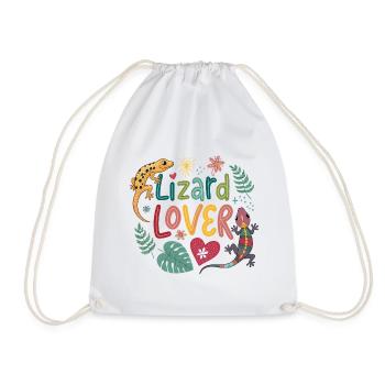 Lizard Lover Illustration - Drawstring Bag - white - Front