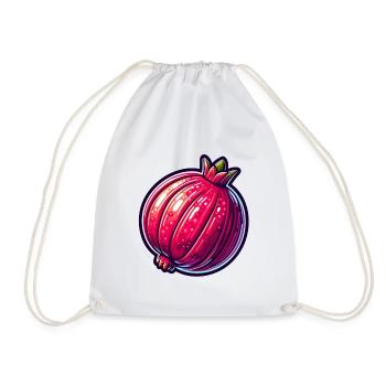 Vibrant Hyper-Realistic Pomegranate Illustration - Drawstring Bag - white - Front
