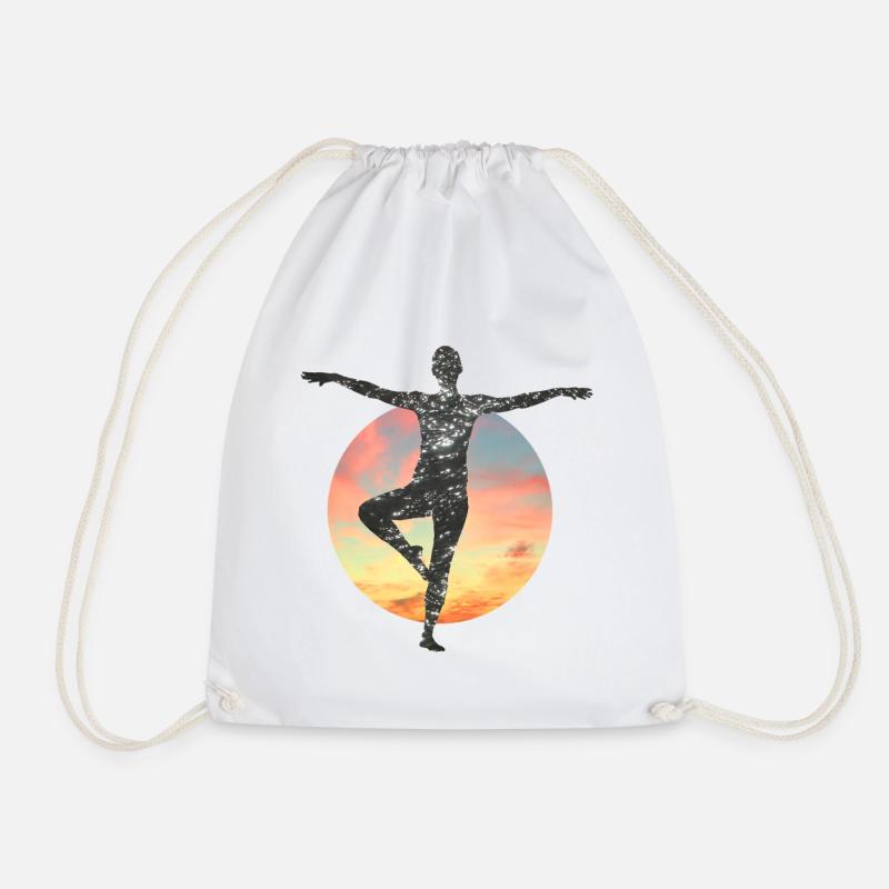 Galactic silhouette in the circle of the sun - Drawstring Bag - white