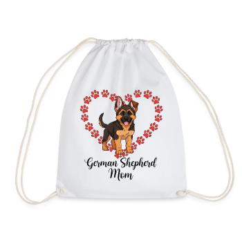 German Shepherd Mama Heart - Drawstring Bag - white - Front