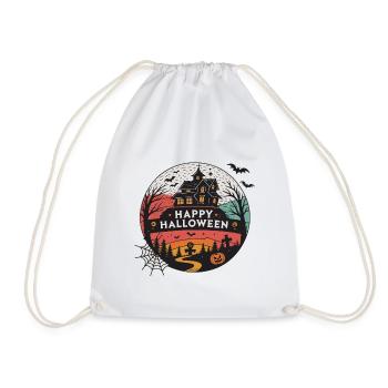 Halloween Round Haunted House - Drawstring Bag - white - Front