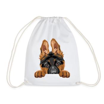 Shy peeking German Shepherd puppy - Drawstring Bag - white - Front