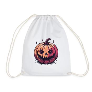 Jack-o'-Lantern Pumpkin Watercolor Night - Drawstring Bag - white - Front