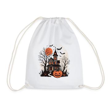 Halloween House and Luminous Pumpkin - Drawstring Bag - white - Front