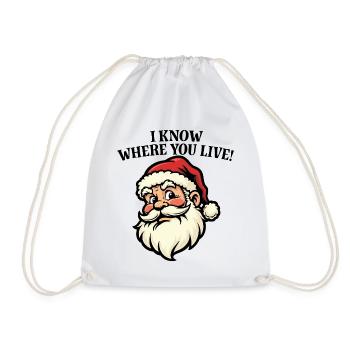 Je sais où tu habites - Père Noël - Sac de sport léger - blanc - Devant