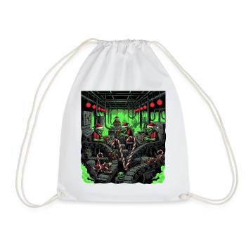 Creepy Zombie Christmas Elf Gothic Horror Desig - Drawstring Bag - white - Front