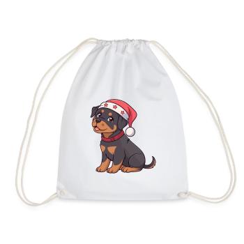 Santa Rottweiler Weihnachtswelpe - Turnbeutel - Weiß - Vorne