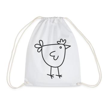 Chicken in line drawing - Drawstring Bag - white - Front
