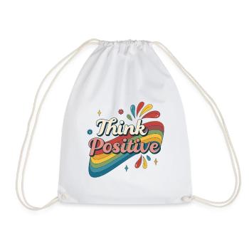 Think Positive Rainbow - Drawstring Bag - white - Front