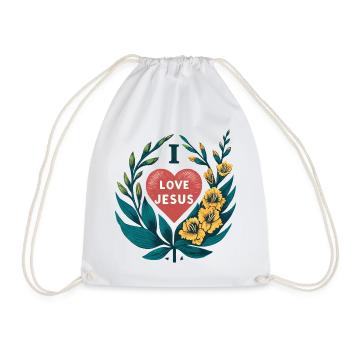 Liebe Jesus Herz Blumenkranz - Turnbeutel - Weiß - Vorne