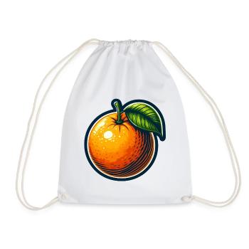 Orange cartoon éclatante avec feuille - Sac de sport léger - blanc - Devant