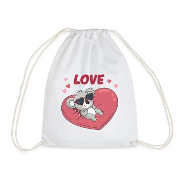 Koala Amoureux sur Cœur Doux - Sac de sport léger - blanc - Devant