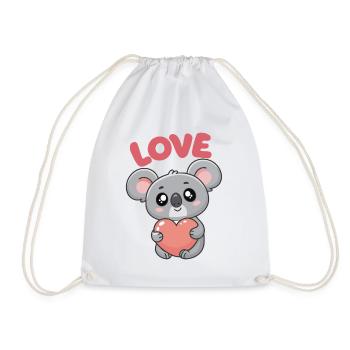 Koala Coeur Amour Illustration Douce - Sac de sport léger - blanc - Devant