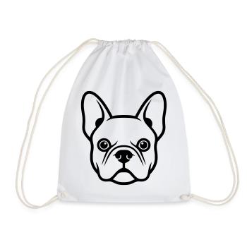 Französische Bulldogge Frenchie Kopf - Turnbeutel - Weiß - Vorne