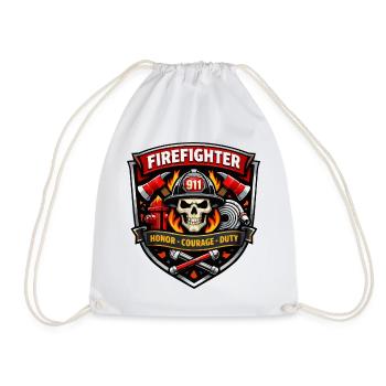 Insigne de pompier Flammes du Crâne - Sac de sport léger - blanc - Devant