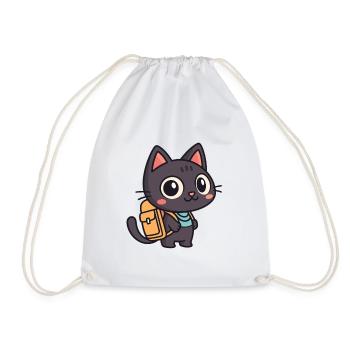 Chat explorateur mignon à cartable - Sac de sport léger - blanc - Devant