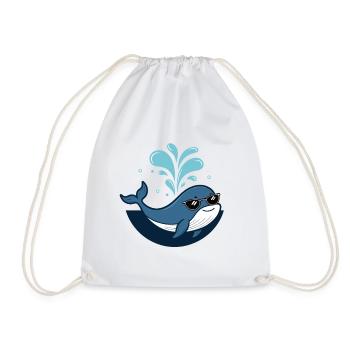 Baleine stylée lunettes noires - Sac de sport léger - blanc - Devant
