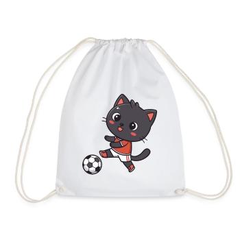 Kitten Footballer Cartoon Football - Drawstring Bag - white - Front
