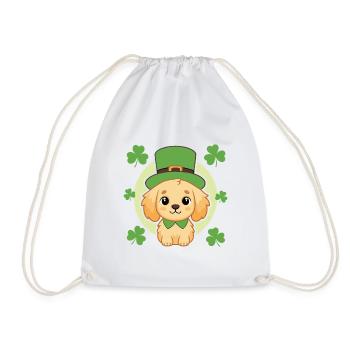 Chiot mignon irlandais avec chapeau vert - Sac de sport léger - blanc - Devant