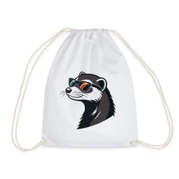 Furet Stylé de Profil - Lunettes Rétro - Sac de sport léger - blanc - Devant
