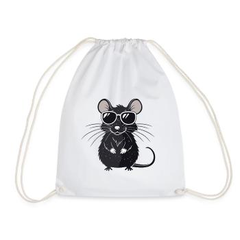 Mouse Hipster Glasses - Drawstring Bag - white - Front