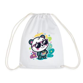 Panda Pop Pink Glasses - Drawstring Bag - white - Front