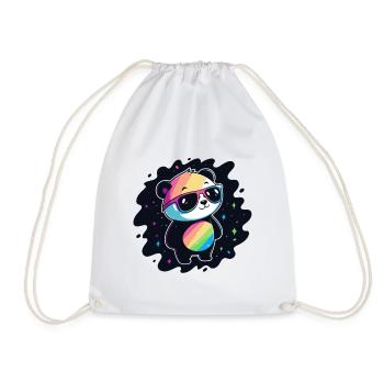 Panda Rainbow Galaxy Coole Brillen - Turnbeutel - Weiß - Vorne