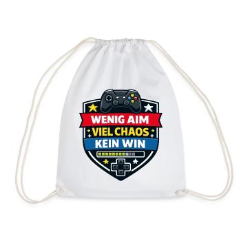 Wenig Aim Viel Chaos Kein Win - Turnbeutel - Weiß - Vorne