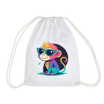 Regenbogenaffe mit Brille - Turnbeutel - Weiß - Vorne