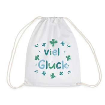 Viel Glück - Glücksklee Kleeblatt - Turnbeutel - Weiß - Vorne