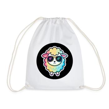 Schicke Regenbogen-Schafsbrille - Turnbeutel - Weiß - Vorne