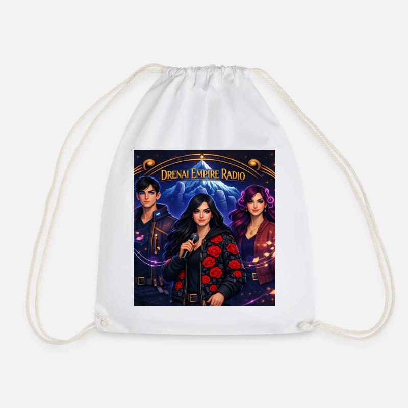 Radio Banner Tee - Drawstring Bag - white