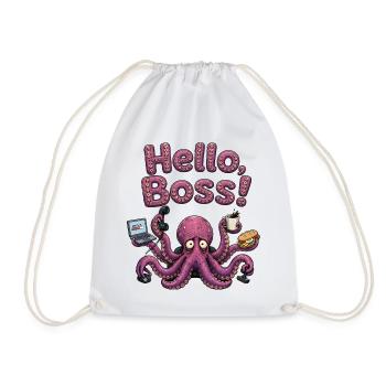 Bonjour Chef humoristique du bureau pieuvre surmené - Sac de sport léger - blanc - Devant