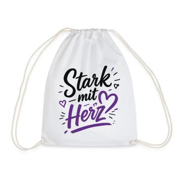Stark mit Herz – Abschluss 2026 | Abschluss-Hoodie - Turnbeutel - Weiß - Vorne