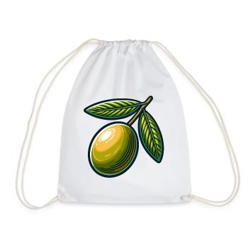 Vintage Olive Branch Illustration - Drawstring Bag - white - Front
