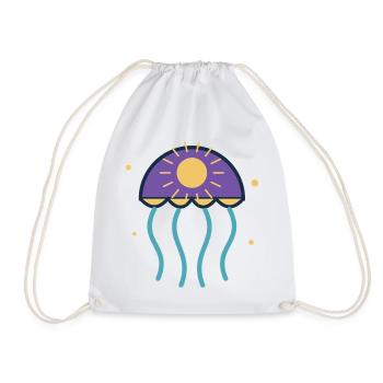 Purple solar jellyfish on purple background - Drawstring Bag - white - Front