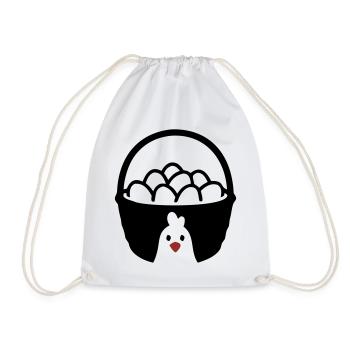 Icône du poulet en panier à œufs - Sac de sport léger - blanc - Devant