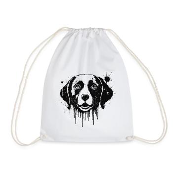 Beagle Dog Aquarell Schwarz gespritzt - Turnbeutel - Weiß - Vorne