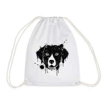 Labrador-Farbspritzer Hundekopf Schwarz - Turnbeutel - Weiß - Vorne