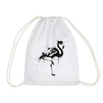 Flamingo Silhouette Schwarzer Spritzer - Turnbeutel - Weiß - Vorne