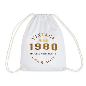 Matured With Dignity 1980 Retro Look Design - Drawstring Bag - white - Front