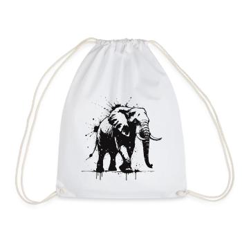 Éléphant Street Art Noir - Sac de sport léger - blanc - Devant