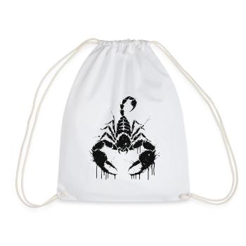 Scorpio Black Ink Silhouette - Drawstring Bag - white - Front