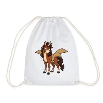 Grumpy Unicorn trägt Papp-Pegasus-Flügel - Turnbeutel - Weiß - Vorne